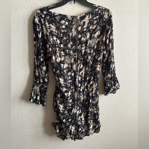 Free People All The Right Ruffles Monochrome Patterned Romper S - Picture 9 of 15